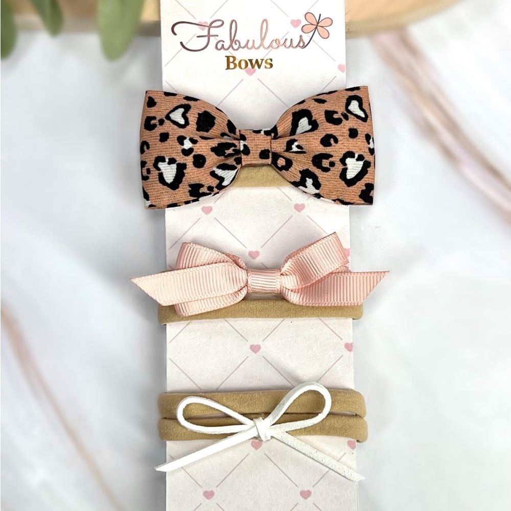 Leopard and Pink Hair Accessory Set